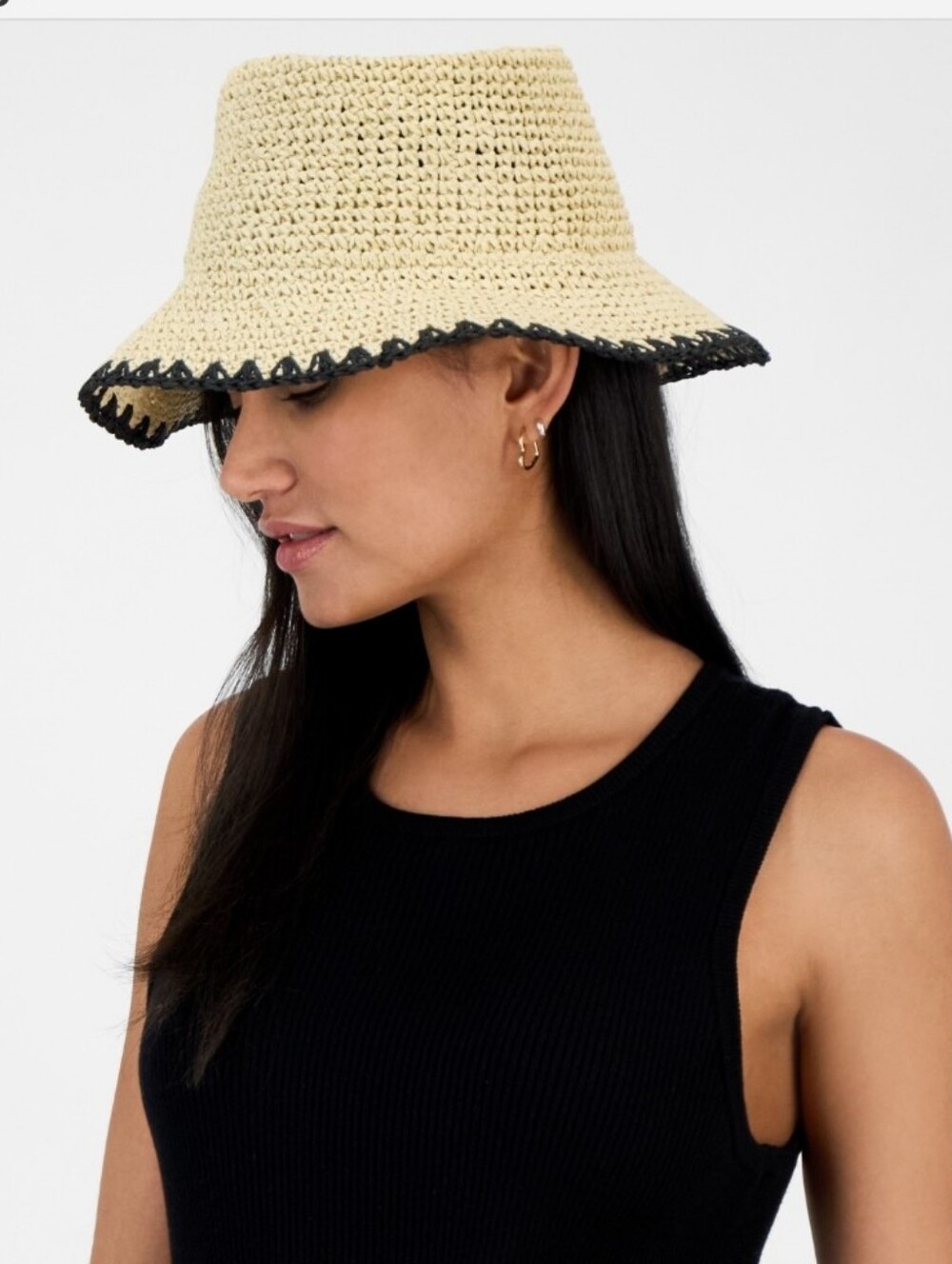 I.n.c. International Concepts Crochet Bucket Hat with Whipstitch Trim. NWT
